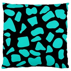 Neon Cow Dots Blue Turquoise And Black Large Flano Cushion Case (two Sides) by ConteMonfrey