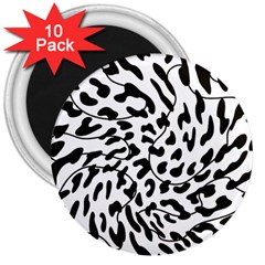 Leopard Print Black And White 3  Magnets (10 Pack)  by ConteMonfrey