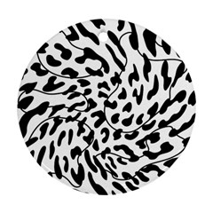 Leopard Print Black And White Round Ornament (two Sides) by ConteMonfrey