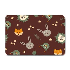 Rabbits, Owls And Cute Little Porcupines  Small Doormat  by ConteMonfrey