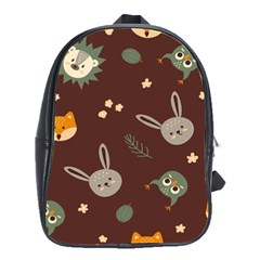 Rabbits, Owls And Cute Little Porcupines  School Bag (large) by ConteMonfrey