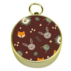 Rabbits, Owls And Cute Little Porcupines  Gold Compasses by ConteMonfrey