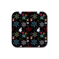 Illustration Xmas Christmas Thanks Giving Pattern Rubber Square Coaster (4 Pack) by danenraven