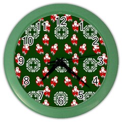 Xmas Christmas Background Color Wall Clock by danenraven