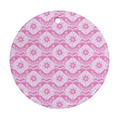 Illustration Background Pink Flower Abstract Pattern Round Ornament (two Sides) by danenraven