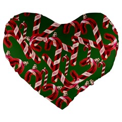 Christmas Wrapping Paper Abstract Large 19  Premium Flano Heart Shape Cushions by danenraven