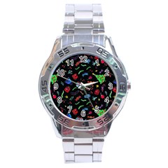 Happy New Year Christmas Xmast Background Stainless Steel Analogue Watch by danenraven