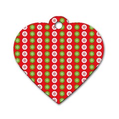 Illustration Festive Pattern Christmas Holiday Dog Tag Heart (one Side) by danenraven