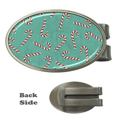 Christmas Candy Cane Background Money Clips (oval) 