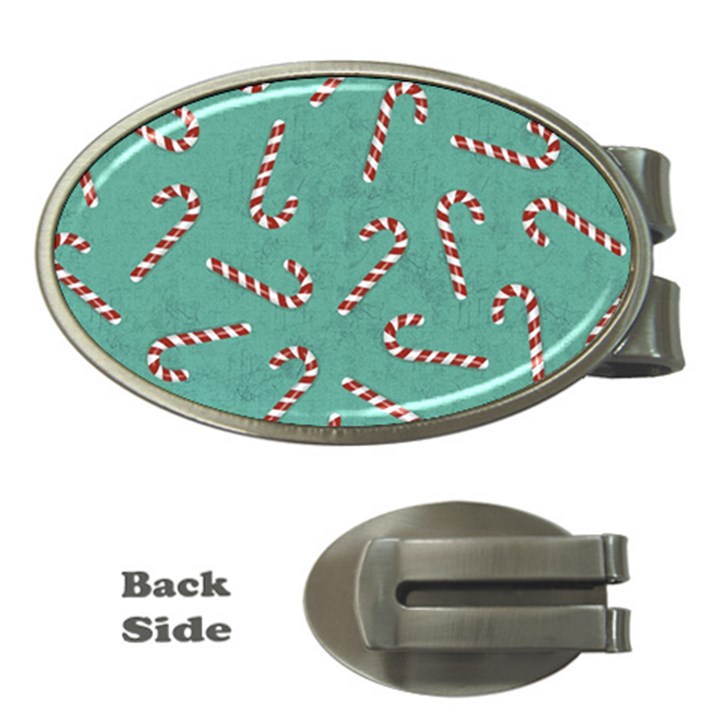 Christmas Candy Cane Background Money Clips (Oval) 