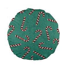 Christmas Candy Cane Background Standard 15  Premium Round Cushions by danenraven