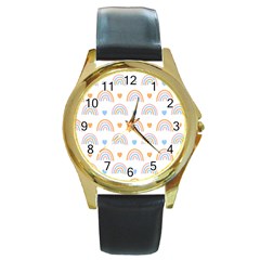 Rainbow Pattern Round Gold Metal Watch by ConteMonfrey