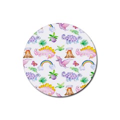 Dinosaurs Are Our Friends  Rubber Coaster (round) by ConteMonfrey