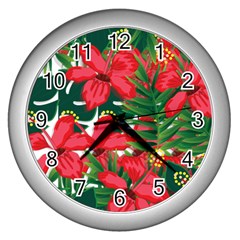 Tulips Design Wall Clock (silver) by designsbymallika