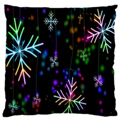 Snowflakes Lights Large Flano Cushion Case (one Side)