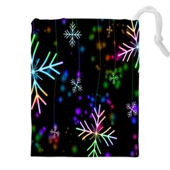 Snowflakes Lights Drawstring Pouch (4xl) by artworkshop