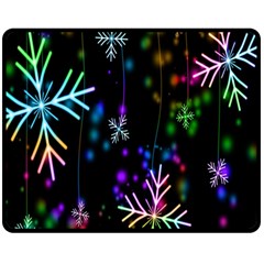 Snowflakes Lights Double Sided Fleece Blanket (medium)  by artworkshop