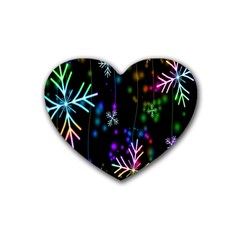 Snowflakes Lights Rubber Coaster (heart) by artworkshop
