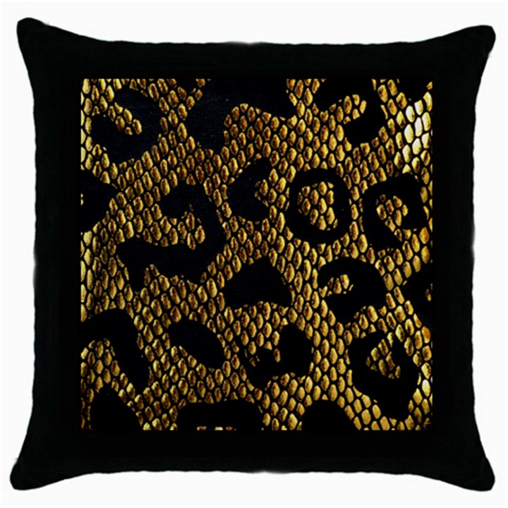 Metallic Snake Skin Pattern Throw Pillow Case (Black)