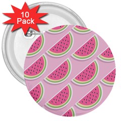 Pink Melon Wayermelon Pattern Food Fruit Melon 3  Buttons (10 Pack) 