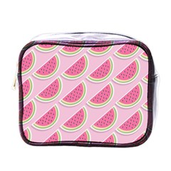 Pink Melon Wayermelon Pattern Food Fruit Melon Mini Toiletries Bag (one Side) by Ravend