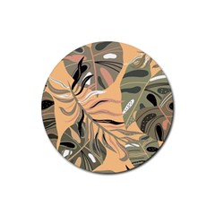 Leaves Monstera Picture Print Pattern Rubber Coaster (round)