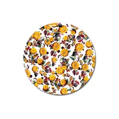 Pumpkin Fruit Flower Pattern Magnet 3  (round) by Ravend