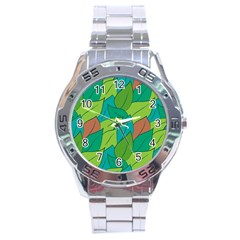 Leaves Pattern Autumn Background Stainless Steel Analogue Watch by Ravend