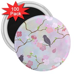 Bird Blossom Seamless Pattern 3  Magnets (100 Pack)