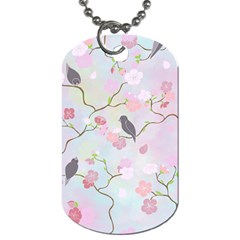 Bird Blossom Seamless Pattern Dog Tag (two Sides)