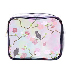 Bird Blossom Seamless Pattern Mini Toiletries Bag (one Side)