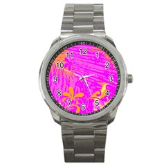 Spring Tropical Floral Palm Bird Sport Metal Watch