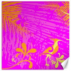 Spring Tropical Floral Palm Bird Canvas 16  X 16 