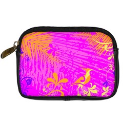Spring Tropical Floral Palm Bird Digital Camera Leather Case by Ravend