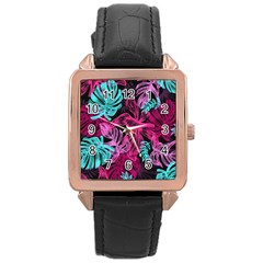 Illustration Sheets Drawing Reason Pattern Rose Gold Leather Watch 