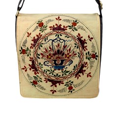 Vintage Antique Plate China Flap Closure Messenger Bag (l)