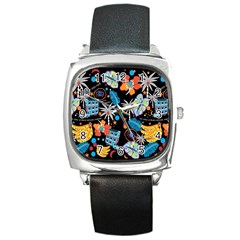 Design Print Pattern Colorful Square Metal Watch