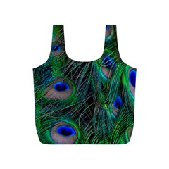 Beautiful Peacock Feathers Full Print Recycle Bag (s) by Ravend