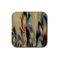 Abstract Painting In Colored Paints Rubber Coaster (square)