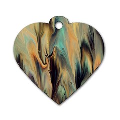 Abstract Painting In Colored Paints Dog Tag Heart (one Side)