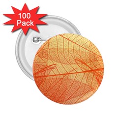 Orange Leaf Texture Pattern 2 25  Buttons (100 Pack) 