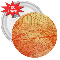 Orange Leaf Texture Pattern 3  Buttons (100 Pack)  by Ravend