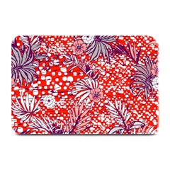Leaf Red Point Flower White Plate Mats by Ravend