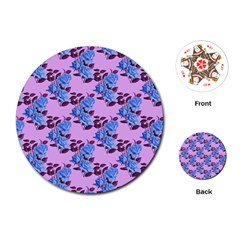 Roses Flowers Background Leaves Playing Cards Single Design (round)