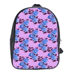 Roses Flowers Background Leaves School Bag (large) by Ravend