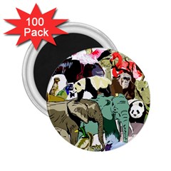 Zoo-animals-peacock-lion-hippo 2 25  Magnets (100 Pack)  by Pakrebo
