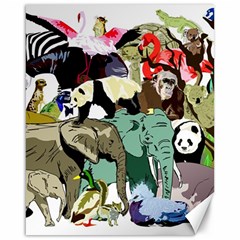 Zoo-animals-peacock-lion-hippo Canvas 16  X 20  by Pakrebo