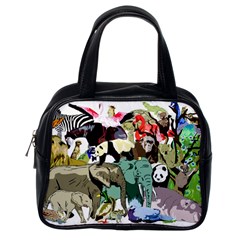 Zoo-animals-peacock-lion-hippo Classic Handbag (one Side) by Pakrebo