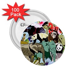 Zoo-animals-peacock-lion-hippo- 2 25  Buttons (100 Pack)  by Pakrebo