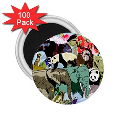 Zoo-animals-peacock-lion-hippo- 2 25  Magnets (100 Pack)  by Pakrebo